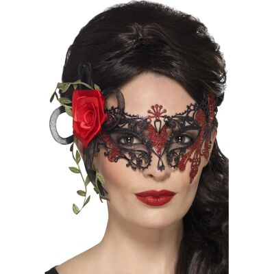 Smiffys Day Of The Dead Metal Filigree Eye Mask - Black - Adult Smiffys Day Of The Dead Metal Filigree Eye Mask - Black - Adult