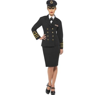Costume da ufficiale navale femminile Smiffys con giacca, gonna, camicia finta e cappello - Abbigliamento elegante da marina per donne anni '40 UK Costume da ufficiale navale femminile Smiffys con giacca, gonna, camicia finta e cappello - Abbigliamento elegante da marina per donne anni '40 UK