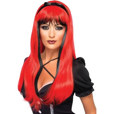 Perücke longue rouge et noire pour femmes - Accessoire de déguisement d'Halloween - Publicité Perücke longue rouge et noire pour femmes - Accessoire de déguisement d'Halloween - Publicité