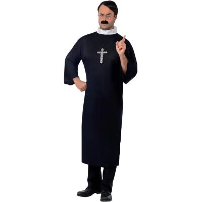 Smiffys Priester Kostüm Schwarz/Weiß - Erwachsene, Medium Smiffys Priester Kostüm Schwarz/Weiß - Erwachsene, Medium