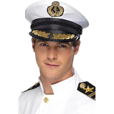 Sombrero de Capitán Blanco de Smiffys para Adultos - Detalles Dorados - Accesorio de Disfraz Sombrero de Capitán Blanco de Smiffys para Adultos - Detalles Dorados - Accesorio de Disfraz