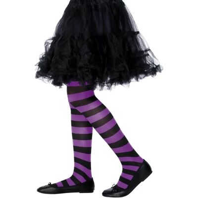 Collants rayés violets et noirs Smiffys pour enfants - Accessoire de costume d’Halloween Collants rayés violets et noirs Smiffys pour enfants - Accessoire de costume d’Halloween