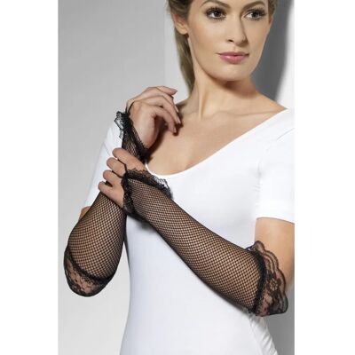 Gants en dentelle noirs sans doigts - Accessoire disco Gants en dentelle noirs sans doigts - Accessoire disco