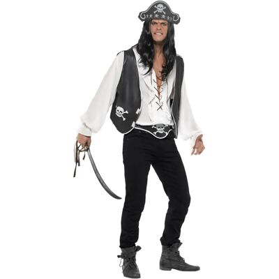 Ensemble de Pirate Smiffys avec Chapeau, Gilet et Ceinture - Noir - Publicité Ensemble de Pirate Smiffys avec Chapeau, Gilet et Ceinture - Noir - Publicité