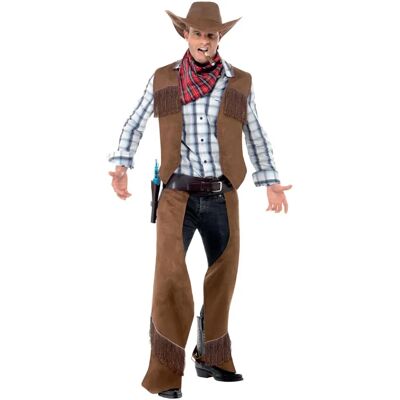 Disfraz de Vaquero con Flecos para Hombre - Incluye Chaleco, Chaps, Pañuelo y Sombrero Disfraz de Vaquero con Flecos para Hombre - Incluye Chaleco, Chaps, Pañuelo y Sombrero