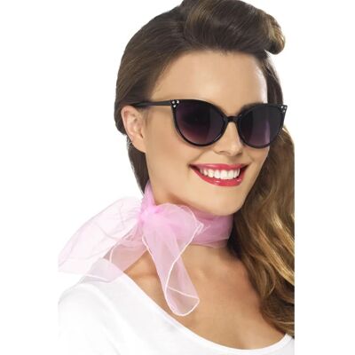 Foulard Rose en Chiffon des Années 50 - Déguisement - Publicité Foulard Rose en Chiffon des Années 50 - Déguisement - Publicité