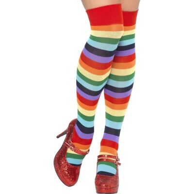 Chaussettes de clown longues multicolores - Accessoire déguisement Chaussettes de clown longues multicolores - Accessoire déguisement