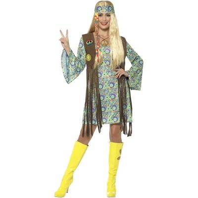Costume hippie degli anni '60 di Smiffys - Multicolore, Vestito, Gilet, Medaglione & Fascia Costume hippie degli anni '60 di Smiffys - Multicolore, Vestito, Gilet, Medaglione & Fascia