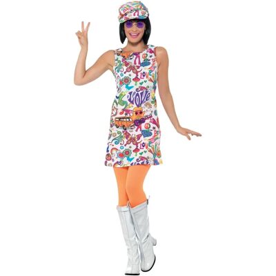 60-tals Groovy Kyckling Kostym - Vit - Vuxen 60-tals Groovy Kyckling Kostym - Vit - Vuxen