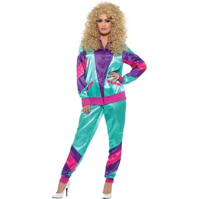 Smiffys 80's Shell Suit Costume - Green Purple - Adult Smiffys 80's Shell Suit Costume - Green Purple - Adult