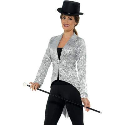 Smiffys Silber Pailletten Frack Jacke - Damen, Party & Karneval Smiffys Silber Pailletten Frack Jacke - Damen, Party & Karneval
