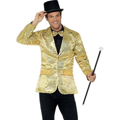 Smiffys Sequin Men's Jacket - Gold - Party & Carnival - Slim Fit Smiffys Sequin Men's Jacket - Gold - Party & Carnival - Slim Fit