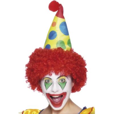Röd clownhatt med peruk - Cirkus kostymtillbehör Röd clownhatt med peruk - Cirkus kostymtillbehör