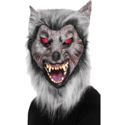 Maska z gumy szara wilka od Smiffys - Kostium na Halloween wilk - Prowler Wilk Maska z gumy szara wilka od Smiffys - Kostium na Halloween wilk - Prowler Wilk