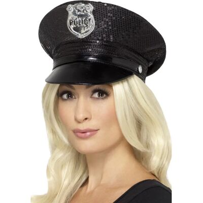 Cappello da poliziotto con paillettes Fever - Accessorio per costume adulto Cappello da poliziotto con paillettes Fever - Accessorio per costume adulto