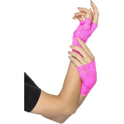 Smiffys 45149 Neon Roze Kanthandschoenen - Kant Handschoenen Smiffys 45149 Neon Roze Kanthandschoenen - Kant Handschoenen