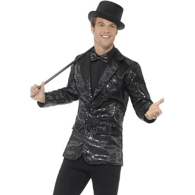 Veste à Paillettes Noire de Smiffys - Pour Hommes Veste à Paillettes Noire de Smiffys - Pour Hommes
