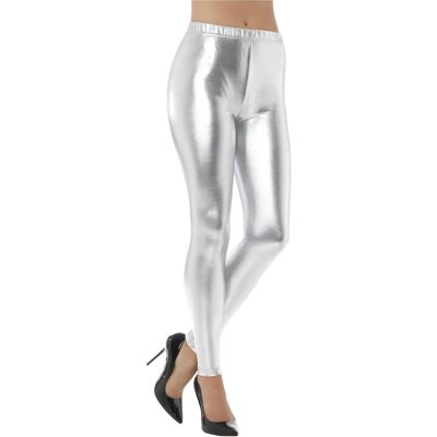 Leggings Disco Metallici Silver Smiffys 48105s - Costume Anni 80 Leggings Disco Metallici Silver Smiffys 48105s - Costume Anni 80