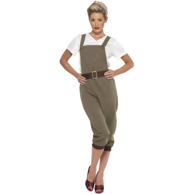 Smiffys Khaki WW2 Land Girl Costume - Ladies 1940s WW2 Land Girl Fancy Dress Smiffys Khaki WW2 Land Girl Costume - Ladies 1940s WW2 Land Girl Fancy Dress