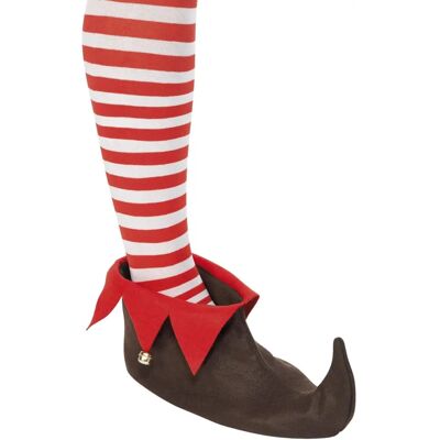 Scarpe da Folletto Marroni/Rosse con Campanelle - Accessori Costumi Scarpe da Folletto Marroni/Rosse con Campanelle - Accessori Costumi