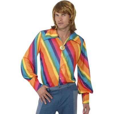 Camisa arcoíris Smiffys - Disfraz de los 70s para hombres Camisa arcoíris Smiffys - Disfraz de los 70s para hombres