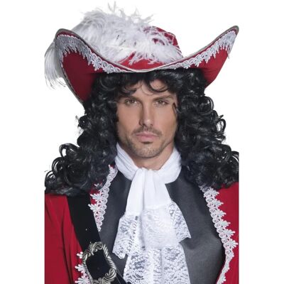 Sombrero de Capitán Pirata Rojo - Accesorio de Disfraz Auténtico Sombrero de Capitán Pirata Rojo - Accesorio de Disfraz Auténtico