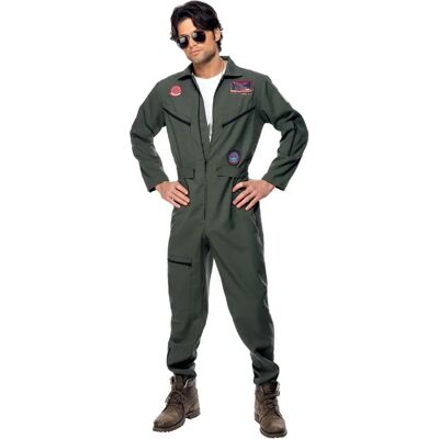 Smiffys Top Gun Green Costume - Adult Pilot Dress Smiffys Top Gun Green Costume - Adult Pilot Dress