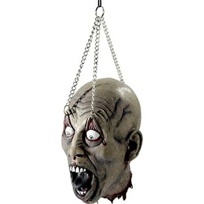 Tête Démembrée en Latex Suspendue avec Chaines - Accessoire de Déguisement Halloween - Publicité Tête Démembrée en Latex Suspendue avec Chaines - Accessoire de Déguisement Halloween - Publicité