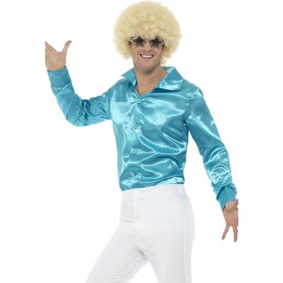 Camisa azul de los 60 de Smiffys - Disfraz para adultos fiesta de los 1960s Camisa azul de los 60 de Smiffys - Disfraz para adultos fiesta de los 1960s