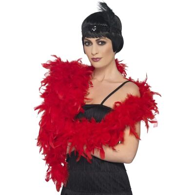Boa en Plumes Deluxe Smiffys - Rouge - Accessoire de Costume Boa en Plumes Deluxe Smiffys - Rouge - Accessoire de Costume