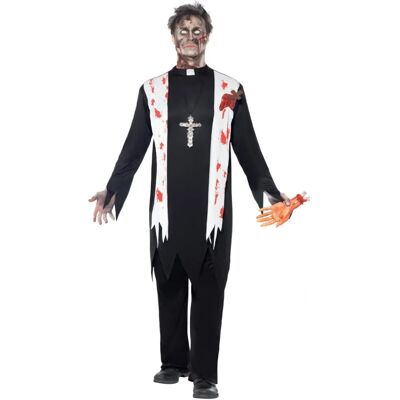 Smiffys Zombie Priester Kostuum - Volwassen zwart/wit 38878l Smiffys Zombie Priester Kostuum - Volwassen zwart/wit 38878l