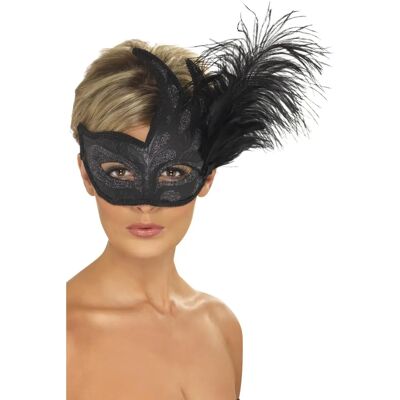 Svart Decorativ Colombina Flamma & Fjäder Mask - Fjäder Masker Ornate Colombina Svart Decorativ Colombina Flamma & Fjäder Mask - Fjäder Masker Ornate Colombina