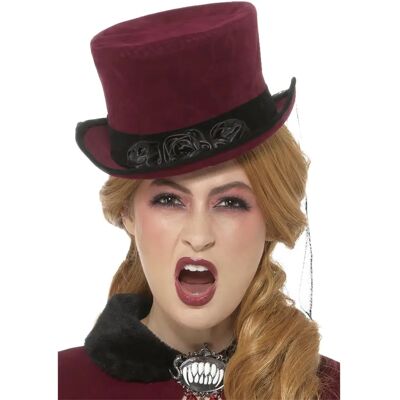 Chapeau de vampiress victorien de luxe de Smiffys - Chapeau - Bourgogne - Publicité Chapeau de vampiress victorien de luxe de Smiffys - Chapeau - Bourgogne - Publicité