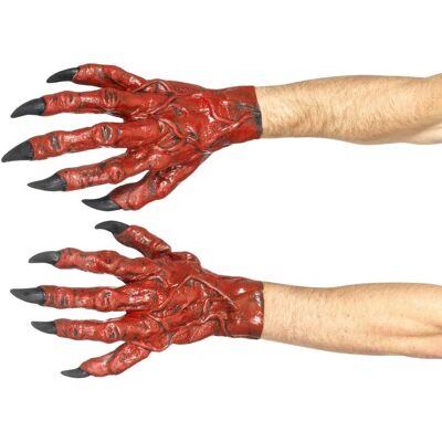 Guantes de diablo de látex rojo de Smiffys - Accesorio de disfraz de Halloween Guantes de diablo de látex rojo de Smiffys - Accesorio de disfraz de Halloween