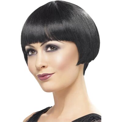 Czarna Peruka Bob Flapper z Lat 20. - Krótki Kostium Czarna Peruka Bob Flapper z Lat 20. - Krótki Kostium