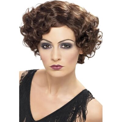 Perücke Flapper Marron des Années 20 - Accessoire pour Costume Court et Ondulé Perücke Flapper Marron des Années 20 - Accessoire pour Costume Court et Ondulé