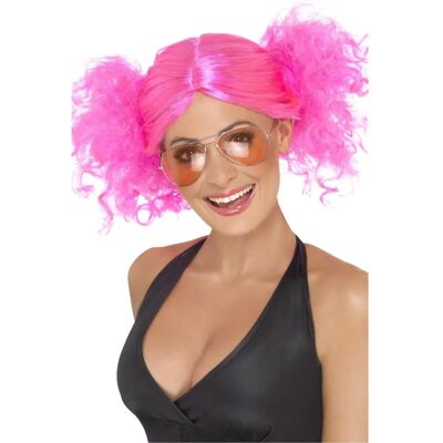Krótka czarna blond quiff peruka - 80s różowe kucyki kostium Krótka czarna blond quiff peruka - 80s różowe kucyki kostium