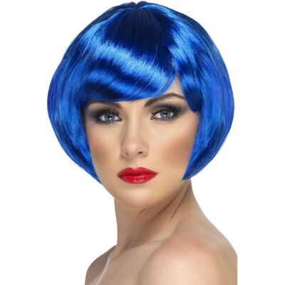 Perücke Bob Bleu Smiffys Avec Frange - Style Court - Accessoire de Déguisement Perücke Bob Bleu Smiffys Avec Frange - Style Court - Accessoire de Déguisement