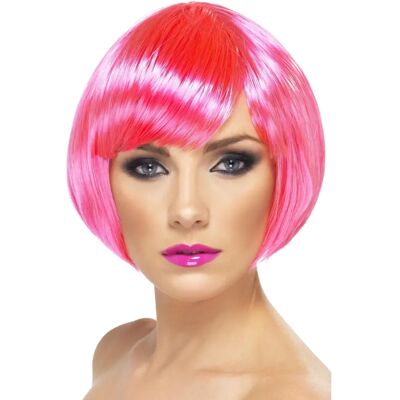 Smiffys Neon Pink Babe Perücke - Kurze Bob-Perücke für Damen Smiffys Neon Pink Babe Perücke - Kurze Bob-Perücke für Damen