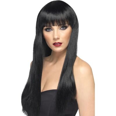 Smiffys Black Long Straight Wig with Fringe - Costume Accessory for Adults Smiffys Black Long Straight Wig with Fringe - Costume Accessory for Adults
