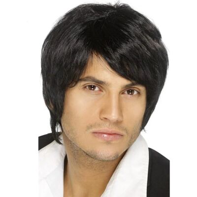 Smiffys Black Boy Band Wig - Short, Parted Style for Men Smiffys Black Boy Band Wig - Short, Parted Style for Men
