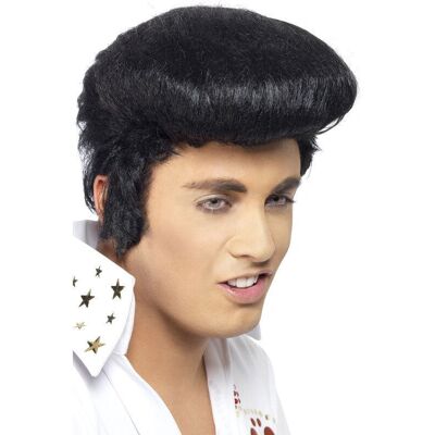 Peruka Elvis Deluxe Czarna od Smiffys - Akcesorium do Kostiumu Peruka Elvis Deluxe Czarna od Smiffys - Akcesorium do Kostiumu