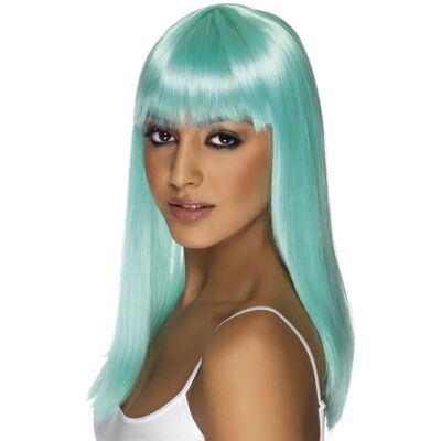 Perruque Longue Neon Aqua Droite de Smiffys - Accessoire Costume Perruque Longue Neon Aqua Droite de Smiffys - Accessoire Costume