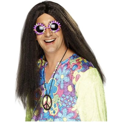 Parrucca hippie marrone adulto Smiffys 1960s Costume - Lunghi, Con riga centrale Parrucca hippie marrone adulto Smiffys 1960s Costume - Lunghi, Con riga centrale
