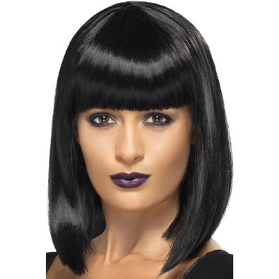 Modell 42237 från Smiffys - Svart spetspälsad peruk - Rock Diva-stil Modell 42237 från Smiffys - Svart spetspälsad peruk - Rock Diva-stil