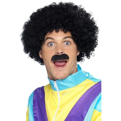 Smiffys Black Scouser Wig & Moustache Set - Adult Fancy Dress Smiffys Black Scouser Wig & Moustache Set - Adult Fancy Dress