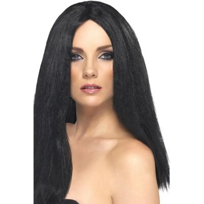 Peruka Styl Gwiazdy od Smiffys - 44cm Czarna Długa i Prosta - Akcesorium do Kostiumu Peruka Styl Gwiazdy od Smiffys - 44cm Czarna Długa i Prosta - Akcesorium do Kostiumu