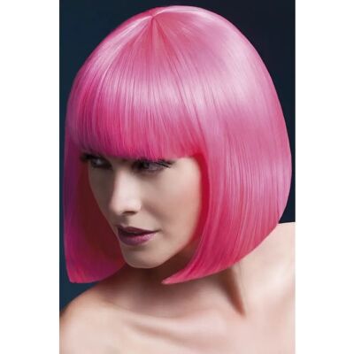 Neon rosa Fever Elise peruk - Kort bob med franskhuvud Neon rosa Fever Elise peruk - Kort bob med franskhuvud
