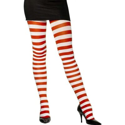 Collants opaques à rayures rouges et blanches de Smiffys - Accessoire de costume Collants opaques à rayures rouges et blanches de Smiffys - Accessoire de costume