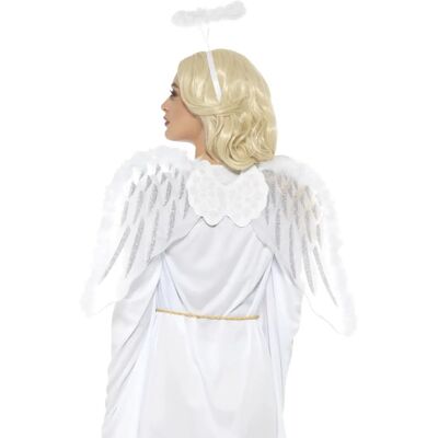Kit d'ange blanc Smiffys avec ailes et halo - Costume d'ange - Publicité Kit d'ange blanc Smiffys avec ailes et halo - Costume d'ange - Publicité